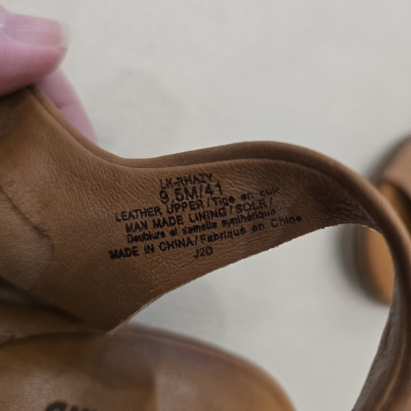 Lucky Brand RHAZY Tan Warm Brown Peep-Toe Slingback Heels Sandals Mules Size 9.5 - Picture 6 of 11